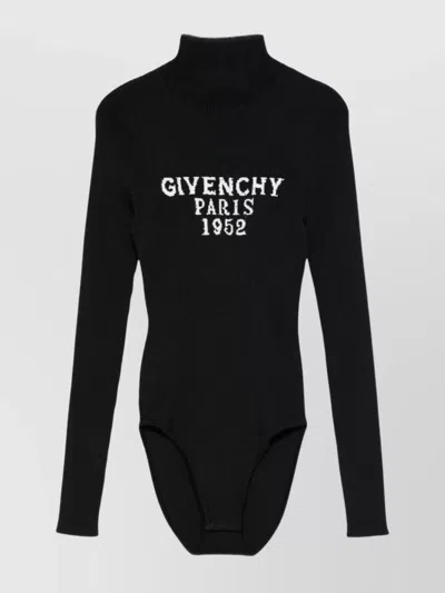 Givenchy Logo Ribbed-knit Bodysuit In Black