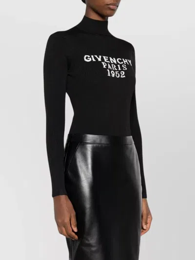 Givenchy Logo Ribbed-knit Bodysuit In Black