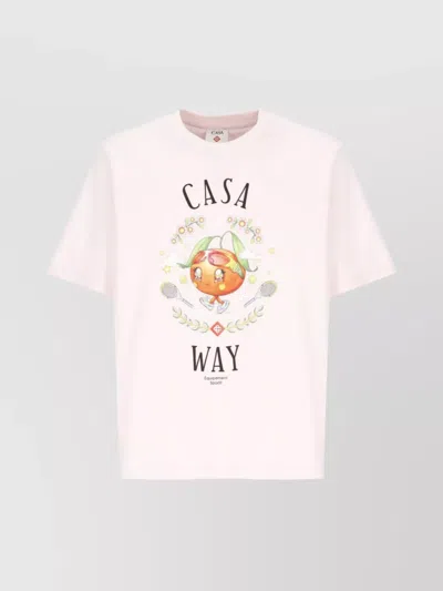 Casablanca Casa Way Orange Mascot Short Sleeve T-shirt In Pink