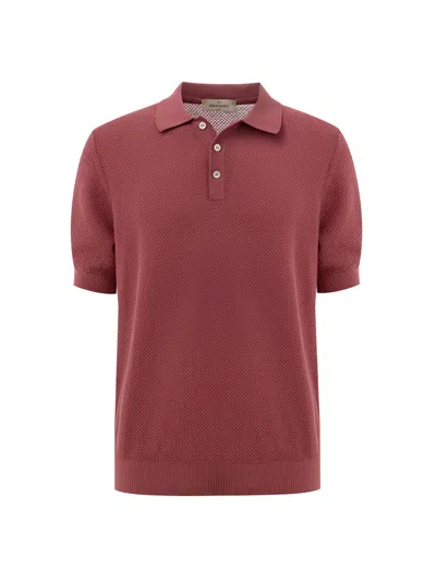 Gran Sasso Classic Knitting Pattern Polo In Red Cherry  In Red