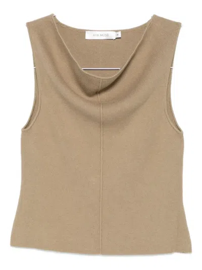 Aya Muse Off Shoulder Seam Top Clothing In Brown