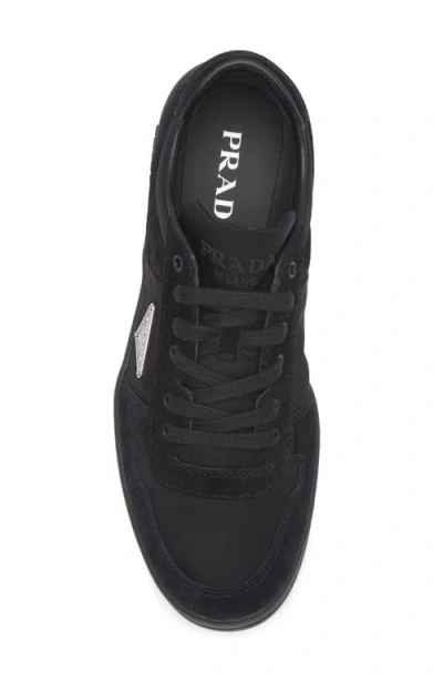 Prada Downtown Logo Low Top Sneaker In Black