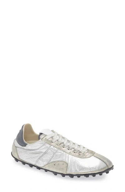 Maison Margiela Sprinters Nylon And Leather Low-top Sneakers In Silver
