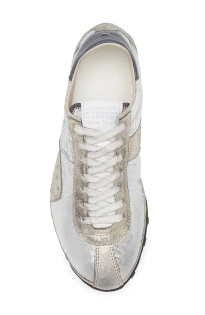 Maison Margiela Sprinters Nylon And Leather Low-top Sneakers In Silver