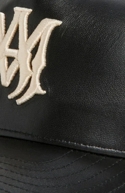 Amiri Leather Cap With Curved Brim And Mesh Back In Black