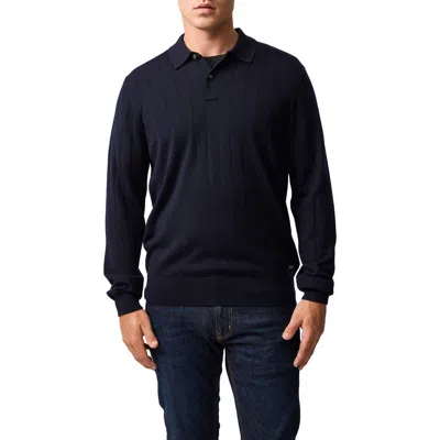 Rodd & Gunn Murdoch Textured Wool Polo Sweater In Blue