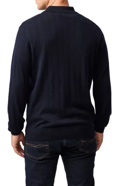 Rodd & Gunn Murdoch Textured Wool Polo Sweater In Blue