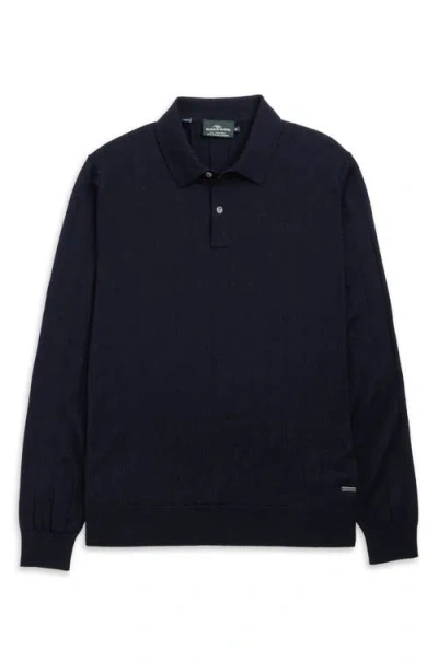 Rodd & Gunn Murdoch Textured Wool Polo Sweater In Blue