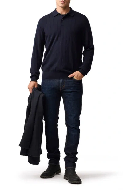 Rodd & Gunn Murdoch Textured Wool Polo Sweater In Blue