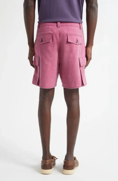 Noah Pleated Organic Cotton Canvas Cargo Shorts In Purple