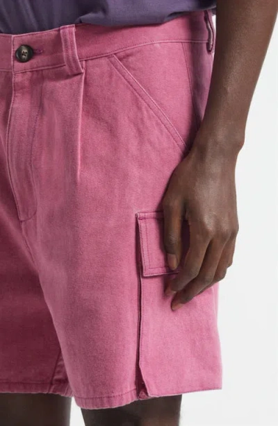 Noah Pleated Organic Cotton Canvas Cargo Shorts In Purple