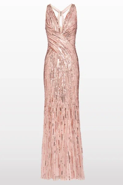 Jenny Packham Luxor Plunging Sequined Backless Gown In Multi