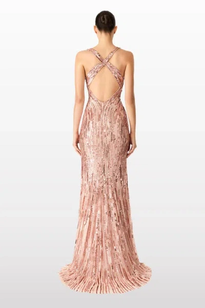 Jenny Packham Luxor Plunging Sequined Backless Gown In Multi