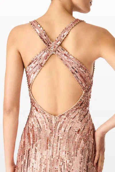 Jenny Packham Luxor Plunging Sequined Backless Gown In Multi