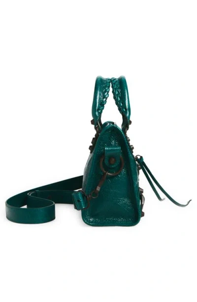 Balenciaga Mini Le City Crinkle Leather Top Handle Bag In Green