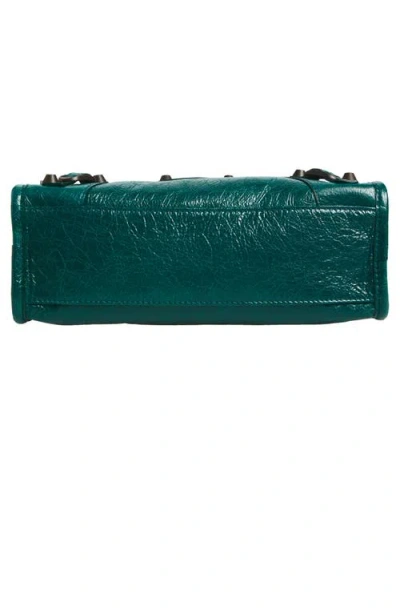 Balenciaga Mini Le City Crinkle Leather Top Handle Bag In Green