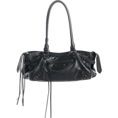 Balenciaga Shoulder Bag Le City East-west In Lambskin. In Black
