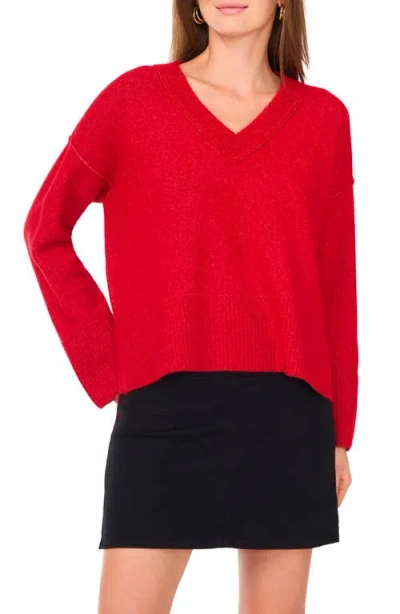 Vince Camuto High-low V-neck Sweater In Red