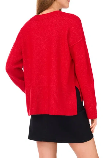 Vince Camuto High-low V-neck Sweater In Red
