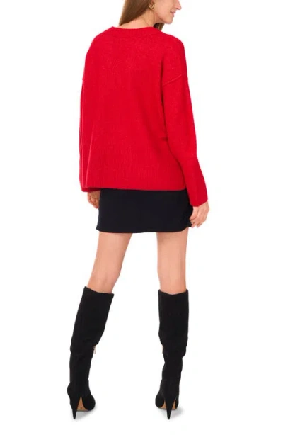 Vince Camuto High-low V-neck Sweater In Red
