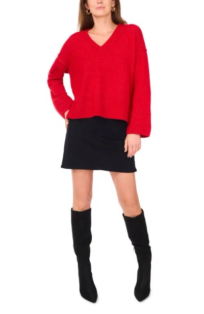 Vince Camuto High-low V-neck Sweater In Red