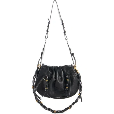 Isabel Marant Bolton Embellished Tasseled Textured-leather Shoulder Bag In Black