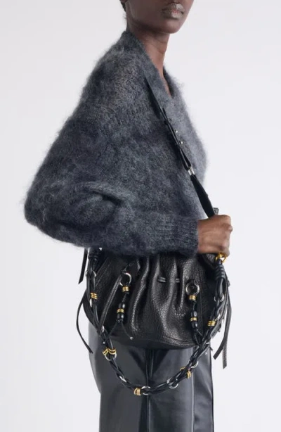 Isabel Marant Bolton Embellished Tasseled Textured-leather Shoulder Bag In Black