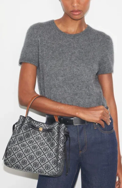 Tory Burch Romy Pebble Leather Bucket Bag In Blue