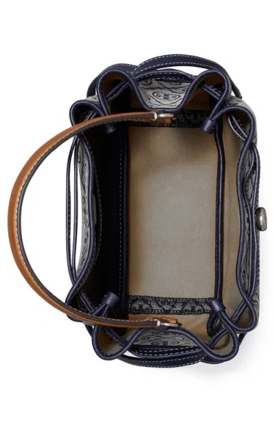 Tory Burch Romy Pebble Leather Bucket Bag In Blue