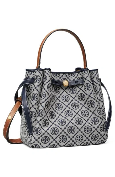 Tory Burch Romy Pebble Leather Bucket Bag In Blue