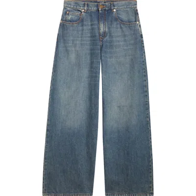 Balmain Wide Leg Jeans In Gray