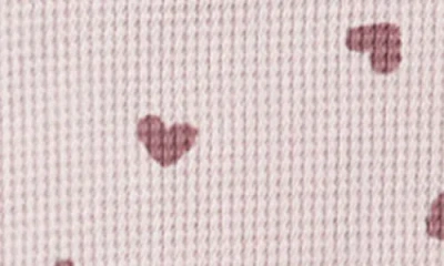 Quincy Mae Heart Print Waffle Knit Organic Cotton Sweatshirt & Joggers Set In Purple