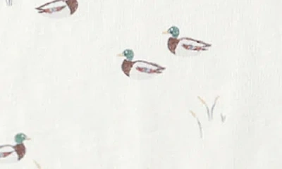 Rylee + Cru Duck Print Organic Cotton Henley Bubble Romper In White