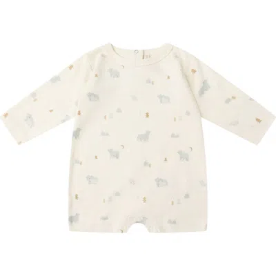Quincy Mae Polar Bear Print Organic Cotton Romper In White