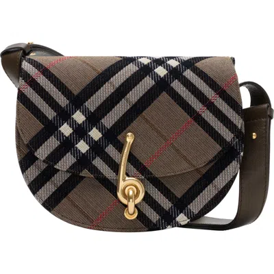 Burberry Bridle Canvas And Leather Check Shoulder Bag In Brown