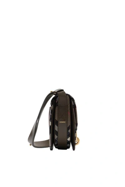 Burberry Bridle Canvas And Leather Check Shoulder Bag In Brown