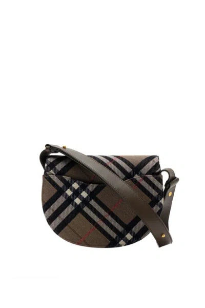 Burberry Bridle Canvas And Leather Check Shoulder Bag In Brown