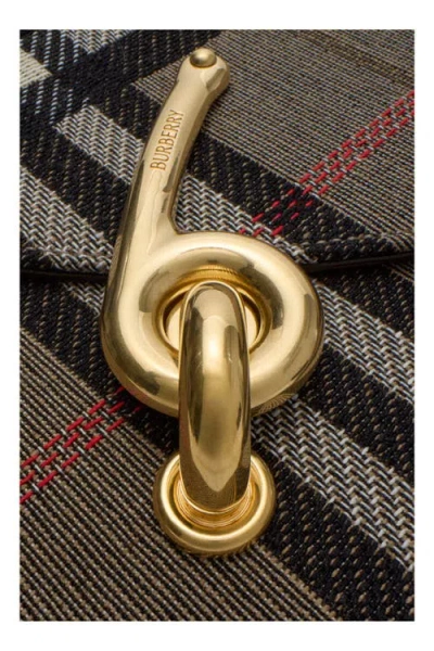 Burberry Bridle Canvas And Leather Check Shoulder Bag In Brown