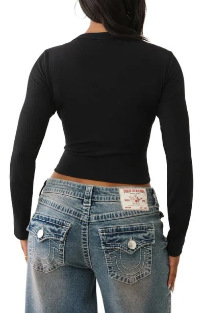 True Religion Rib Long Sleeve T-shirt In Black