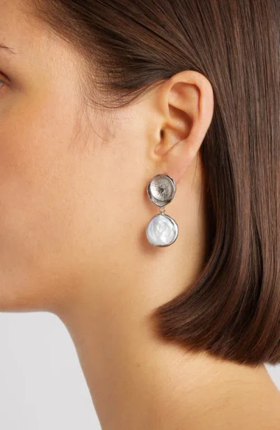 Set & Stones Reese Freshwater Pearl Drop Earrings In Silver