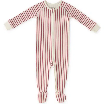 Pehr Print Rib Organic Cotton Footie In Red