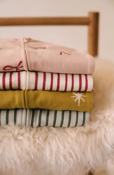 Pehr Print Rib Organic Cotton Footie In Red