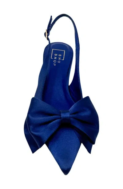 Shushop Nora Slingback Kitten Heel Pump In Blue