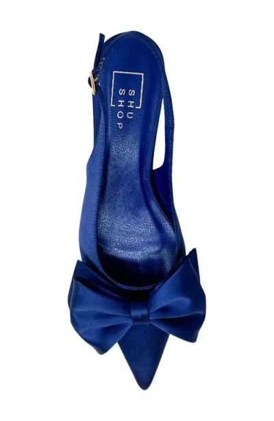 Shushop Nora Slingback Kitten Heel Pump In Blue