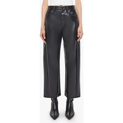 Mother The Half Pipe Flood High Waist Coated Leather Pants In Black