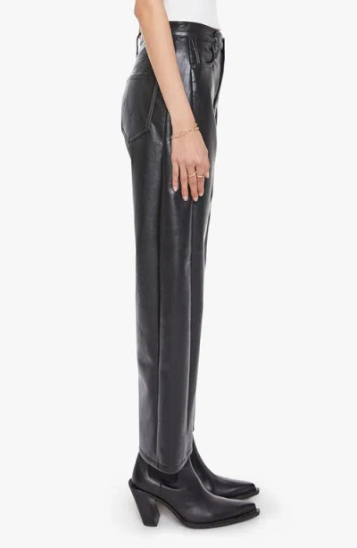 Mother The Half Pipe Flood High Waist Coated Leather Pants In Black