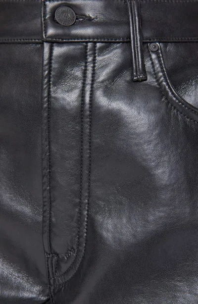 Mother The Half Pipe Flood High Waist Coated Leather Pants In Black