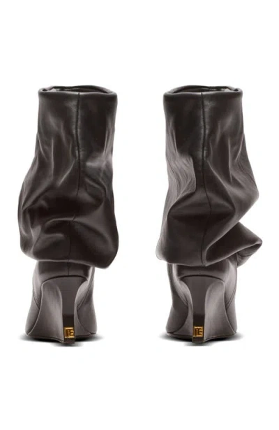 Balmain Slouchy Wedge Heel Pointed Toe Boots In Black