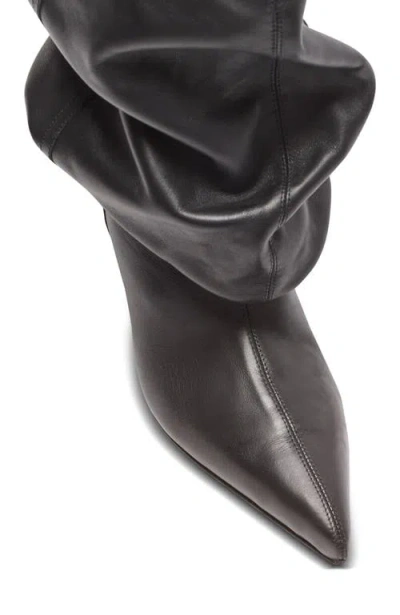 Balmain Slouchy Wedge Heel Pointed Toe Boots In Black