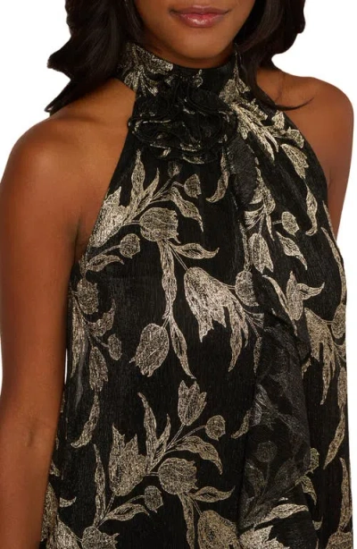 Adrianna Papell Foil Floral Trapeze Cocktail Dress In Multi